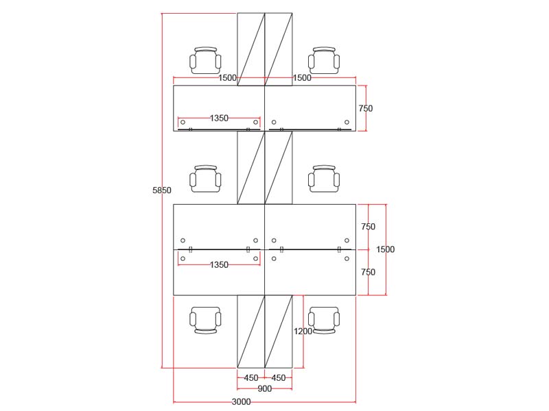 Work Station for 6 Seaters B6-SL-6R