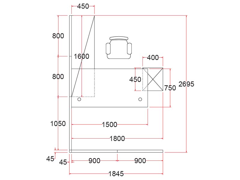 Work Station for 1 Seaters B45-SL-1R