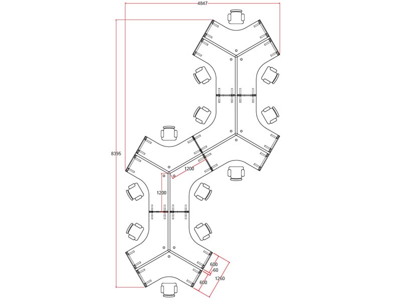 Work Station for 12 Seaters B60-SL-12Y